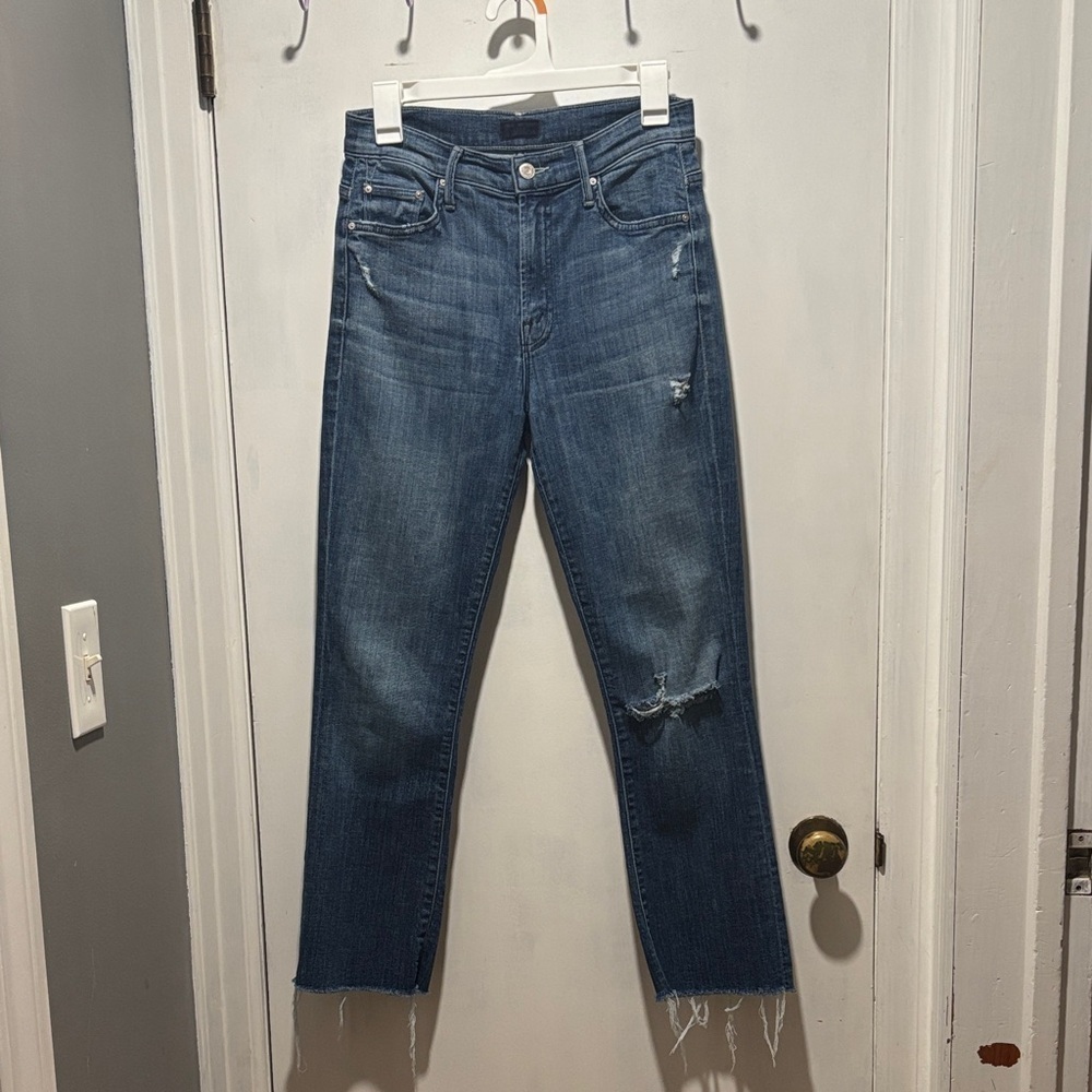 MOTHER inside crop fray distressed jeans